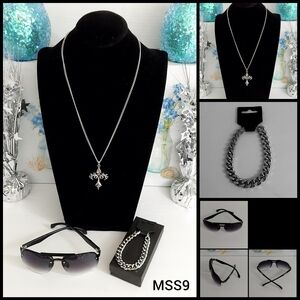 Men Necklace Sets With Sunglasses (MSS9)